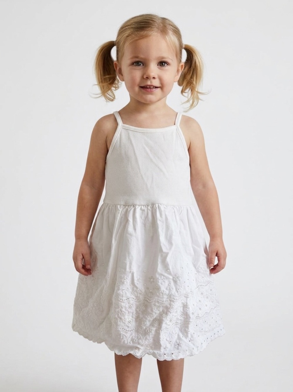 Hanna Andersson White Eyelet Sundress Baby Girl Size 80 (12-18 Months)